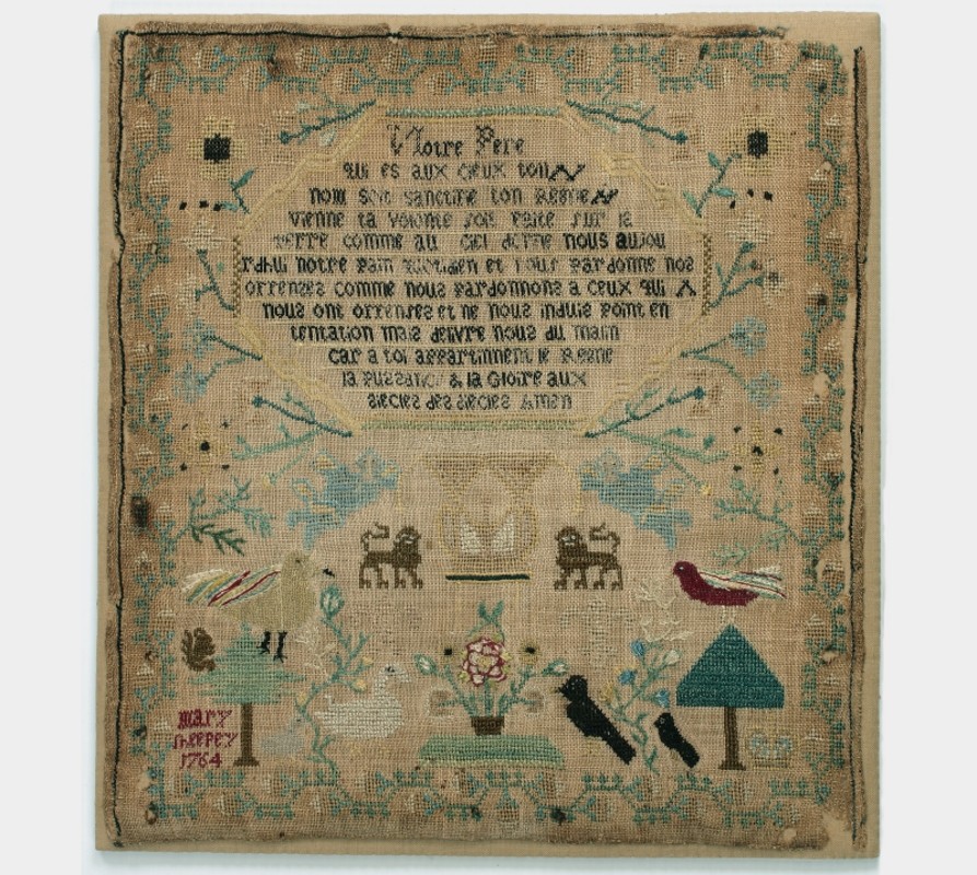 Sampler, Mary Sheepey, 1764. Gift of René Boissay, M988.132 © McCord Stewart Museum