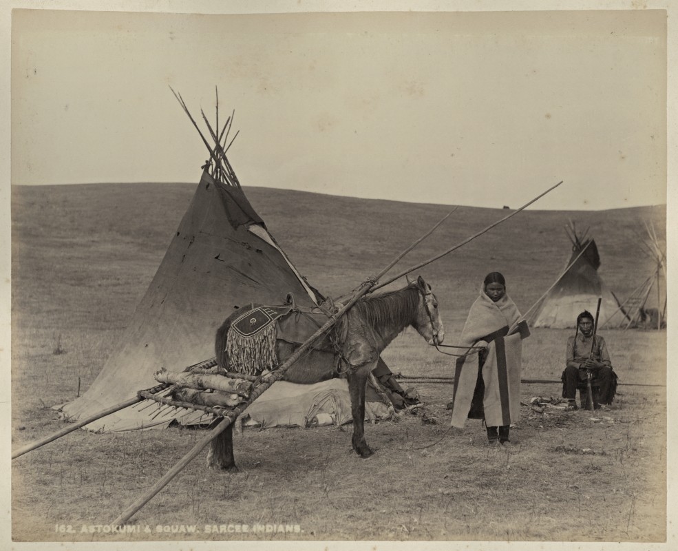 William Hanson Boorne, <i>Astokumi and woman, Tsuu T'ina, near Calagry</i>, 1885. Gift of Mr. and Mrs. T. E. Stevenson, MP-1973.49.3.14 © McCord Stewart Museum