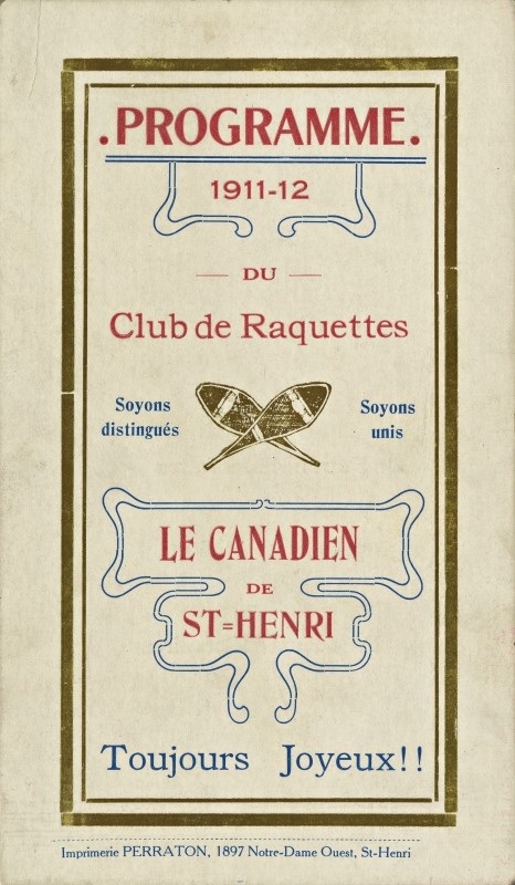 1911-1912 Program for Le Canadien de St-Henri Snowshoe Club. Gift of Mrs. Irene Jensen, P163/B.01 © McCord Stewart Museum