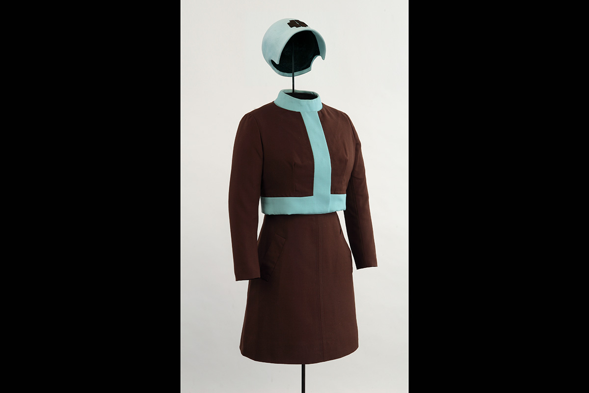 Hostess uniform, Quebec Pavilion, 1967. Designers: Serge & Réal. Gift of the Quebec Pavilion M967.93. 1-2 © McCord Museum