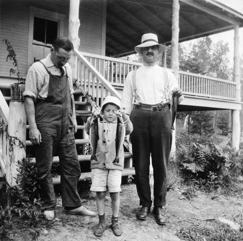 <i>“Fishing at Lake Nicolet”: Mr. Gagnon, Châteauguay and Gustave, Saints-Martyrs-Canadiens, Quebec</i>, 1916. Gift of Châteauguay Perrault and Valérie Migneault Perrault, MP-1999.18.2.64, McCord Museum