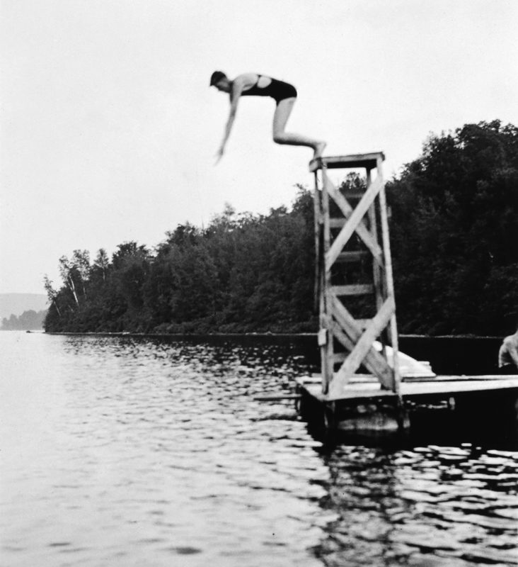 Attributed to Robert E. Cooper, <i>Allan plunging into Lake de l’Achigan, Saint-Hippolyte, Quebec</i>, 1931. Gift of Marjorie D. Cooper Gawley, M2004.94.35.41, McCord Museum