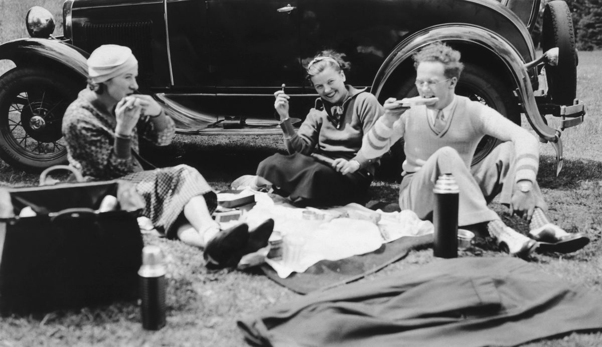 Attributed to Robert E. Cooper, <i>“We eat”: Marjorie, Idamae and George having a picnic, Rawdon, Quebec</i>, 1934. Gift of Marjorie D. Cooper Gawley, M2004.94.36.76, McCord Museum