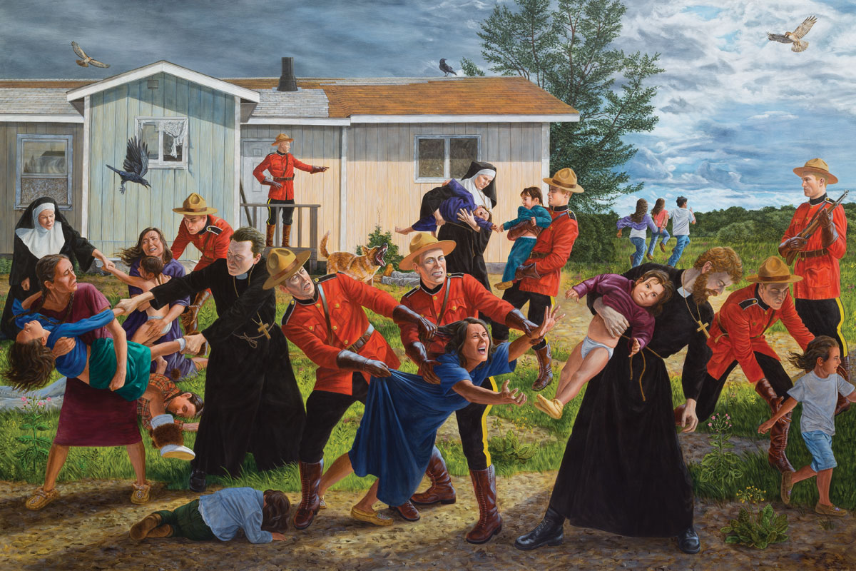 Kent Monkman, <i>The Scream</i>, 2017. Acrylique sur toile. Collection du Denver Art Museum, fonds d’acquisition, Arts autochtones.