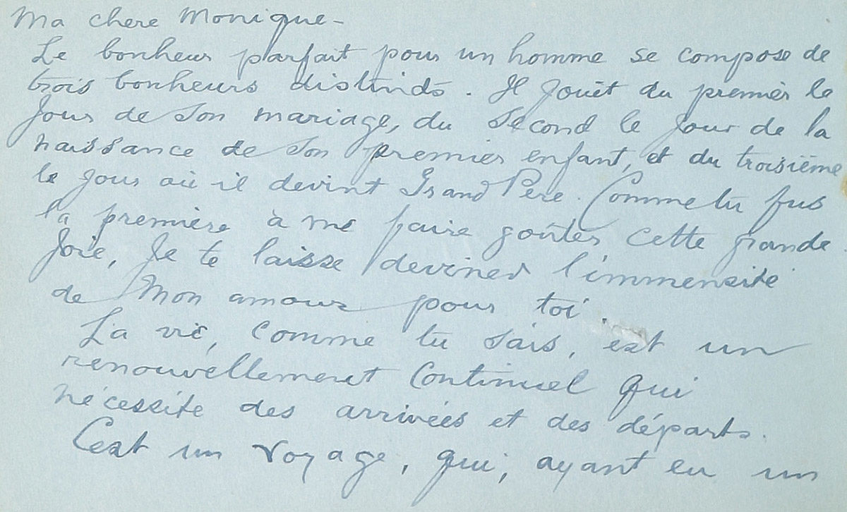Excerpt from Monique Meloche autograph book (detail), 1940-1944. Gift of Monique Meloche, Meloche Family Fonds P556, M2000.89.35.2 © McCord Museum
