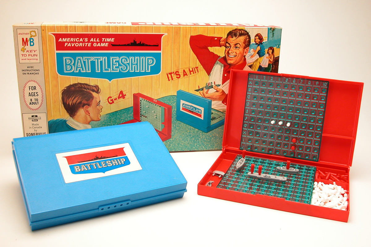 Board game, <i>Battleship</i>, Somerville Industries Ltd., 1967. Gift of Kathleen E. Simpson, M2002.54.19.1-4 © McCord Museum