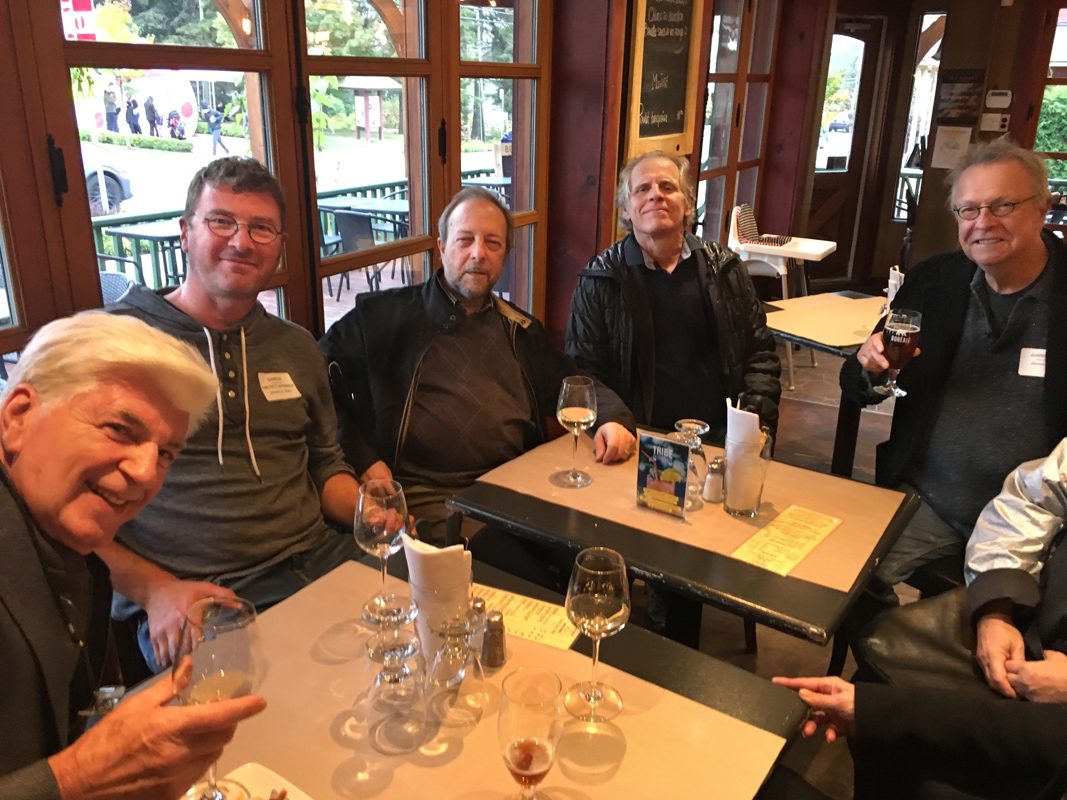 <i>Five of the most prominent cartoonists in Quebec: Serge Chapleau, Yannick Lemay (alias Ygreck), Guy Badeaux (alias Bado), André-Philippe Côté et Michel Garneau (alias Garnotte) at the 1001 Visages de la caricature Festival, Val-David</i>, 2018. Private Collection