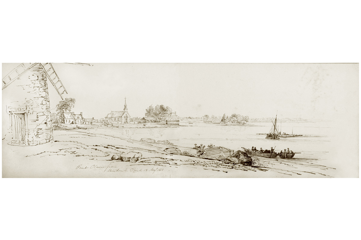 <I>Pointe-Claire depuis Windmill Point</I>, 1831, plume et encre sur graphite sur papier. Don de David Ross McCord, M683, Musée McCord Stewart
