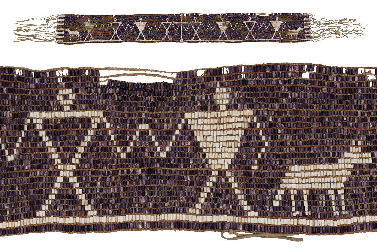 Two Dog wampum belt, Kanien’kehá:ka, 1721-1781. Gift of David Ross McCord, M1904, McCord Stewart
Museum