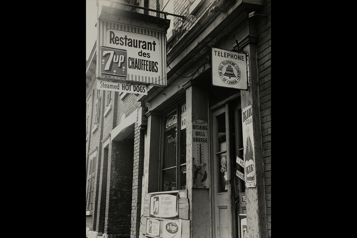 Edith H. Mather, <em>Restaurant des Chauffeurs, 185 De la Montagne Street, Montreal, Quebec</em>, 1970. Gift of Edith H. Mather, M2012.113.1.1.59, McCord Stewart Museum