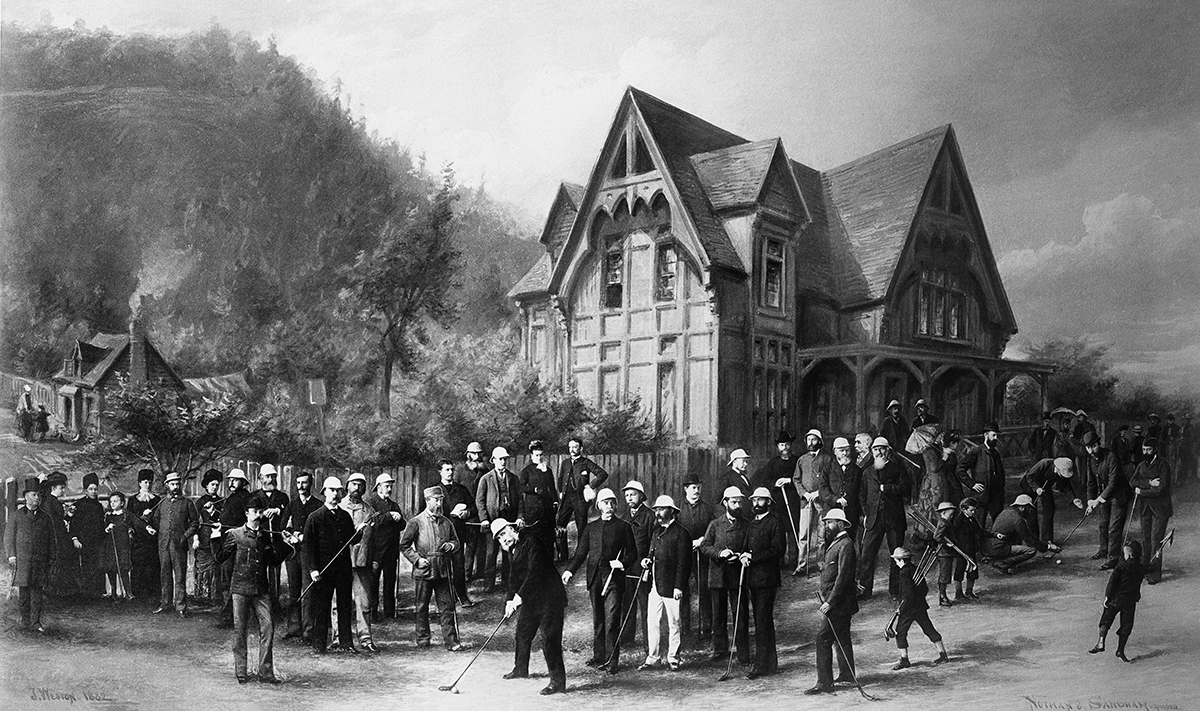 Notman & Sandham et James Weston, <i>Club de golf Royal Montréal, photographie composite</i>, 1882. Musée McCord Stewart, VIEW 18906